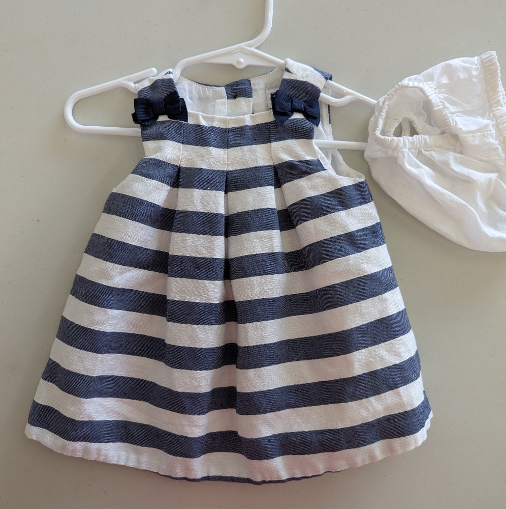 Janie And Jack Navy and White Infant Dress